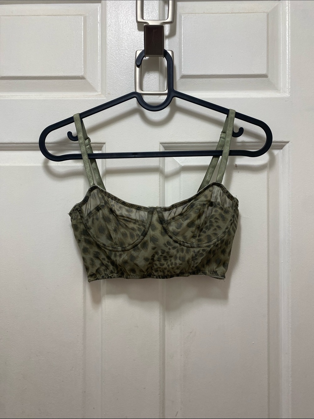 Olive Green Printed Bralette Top